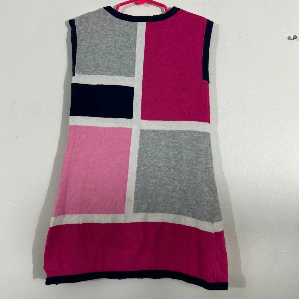 Gymboree‎ Girls Colorblock Sleeveless Sweater Dress Size 5 Pink Gray Navy Cotton